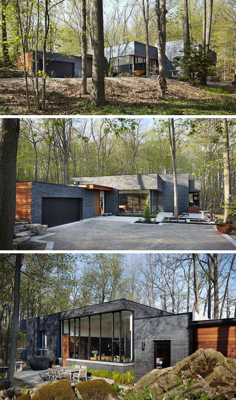 15 modern houses to make you feel at home in the forest Landscaping Rocks, Building A Container Home, Container Architecture, Brick And Wood, Black Brick, Hus Inspiration, Modern Houses, Forest House, Residential Architecture