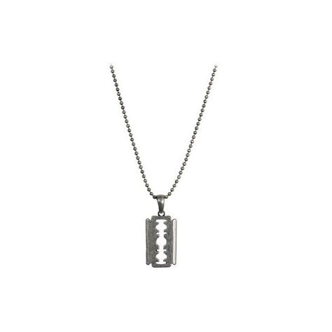 Burnished Silver Razor Blade Necklace ($8.83) ❤ liked on Polyvore featuring jewelry, necklaces, accessories, silver jewellery, silver jewelry and silver necklace Silver Stainless Steel Punk Necklace, Punk Silver Alloy Necklace, Gothic Silver Stainless Steel Necklace, Silver Goth Necklace, Blade Necklace, Nickel-free Silver Dog Tag Necklace, Oc Outfits, Razor Blade, Accessories Silver