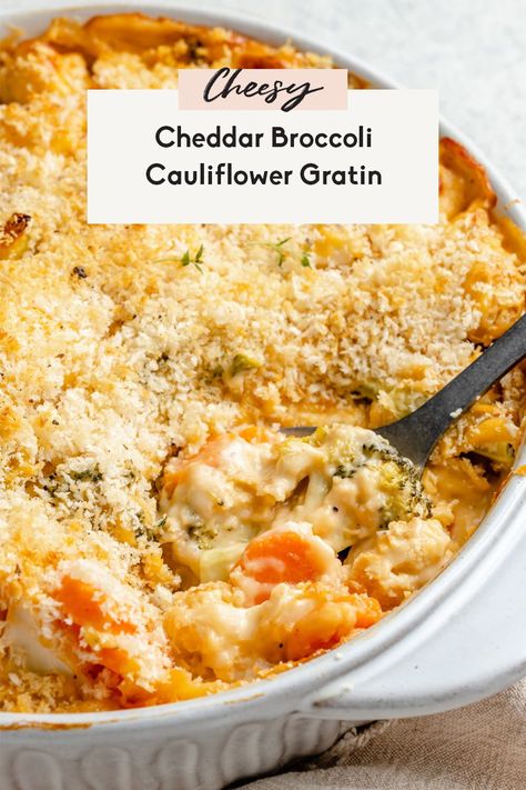 Cauliflower And Broccoli Au Gratin, Thanksgiving Recipes Broccoli Casserole, Cauliflower Carrots Recipes, Cheddar Broccoli Cauliflower Gratin, Brocolli Cauliflower Au Gratin, Broccoli Cauliflower Potato Casserole, Recipes For Broccoli And Cauliflower, Broccoli Cauliflower Carrots Side Dishes, Veggie Gratin Recipes