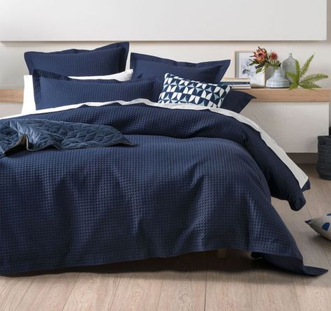 Deluxe Waffle Quilt Cover Set Range Indigo Bed Linen Australia, Waffle Quilt, Indigo Quilt, Textured Quilt, King Duvet Cover Sets, Double Duvet Covers, King Duvet, Cool Beds, Cotton Duvet Cover