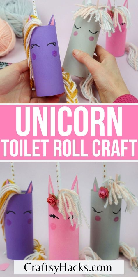 Toilet Roll Craft For Kids, Toilet Roll Art, Kids Craft Tables, Toilet Paper Roll Craft, Unicorn Craft, Roll Craft, Toilet Roll Craft, Diy Pencil, Gift Bags Diy