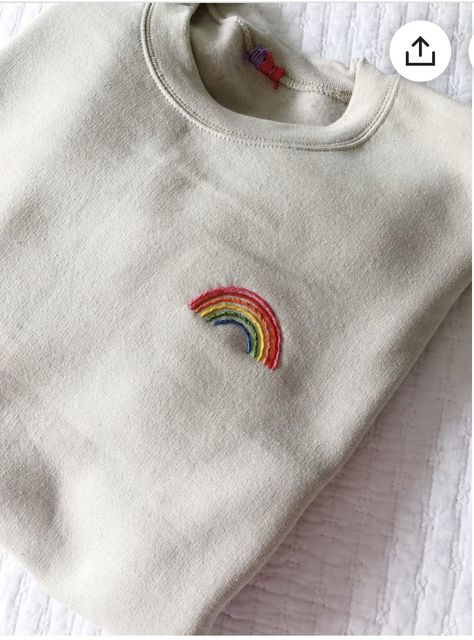 Patterns Outfit, Diy Embroidery Shirt, Embroidered Rainbow, Embroidery Clothing, Clothes Embroidery Diy, Sweatshirt Embroidery, Diy Embroidery Designs, Embroidery Tshirt, Pola Sulam