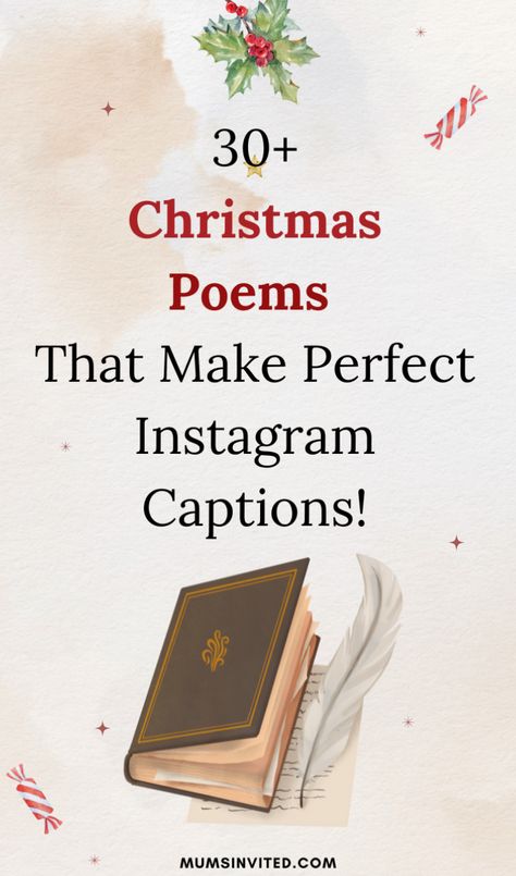 Looking for Christmas poems as Instagram captions? These short & creative Christmas poems expressed in captions are just what you need to wow your instagram followers! Add a touch of holiday inspiration to your posts in 2024 with captions that reflect love of Christmas with your followers & ideal for kids, preschoolers, and loved ones! Celebrate the season with poems about Jesus, family & festive cheer. Perfect for capturing instagram captions that highlight the true spirit of Christmas in 2024. Poems About Jesus, Christmas Captions Instagram, Short Christmas Poems, Merry Christmas Poems, Holiday Quotes Christmas, Christmas Gift Quotes, Funny Christmas Poems, Christmas Card Verses, Christmas Poem