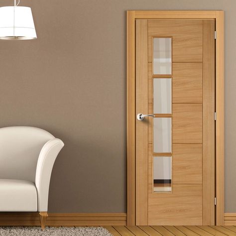 Wooden Glass Door Design Interiors, Modern Door Design, Jalaram Bapa, Oak Internal Doors, Home Interior Inspiration, Kitchen Sliding Doors, Internal Glazed Doors, Flush Door Design, Home Theater Room Design