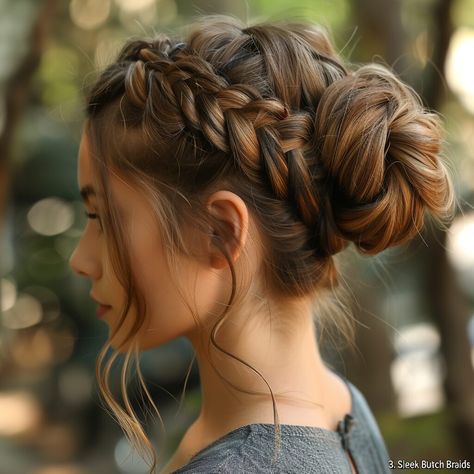 sophisticated High Bun With Braids, Updos For Dirty Hair, Braided High Bun, Sleek High Bun, Messy Top Knot, Long Loose Curls, Loose Side Braids, Simple Bun, Messy Top Knots