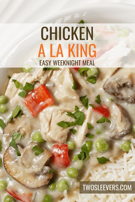 Chicken A La King | Creamy Chicken And Vegetables Cast Iron Recipes Dinner, Toast Chicken, Ala King, Chicken Entree, Chicken A La King, Creamy Mushroom Chicken, Cast Iron Recipes, Rice Pasta, Turkey Dishes