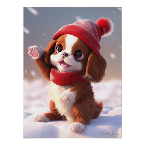 Dog Poster, Spaniel Dog, Cavalier King, Charles Spaniel, Cavalier King Charles Spaniel, Cavalier King Charles, King Charles, Spaniel, Merry Christmas