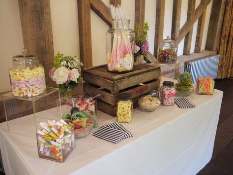 Wedding Pic N Mix Table, Wedding Pick N Mix Table, Table For Guests, Wedding Buffet Food, Sweet Table Wedding, Candy Cart, Wedding Buffet, Barn Decor, Help Yourself