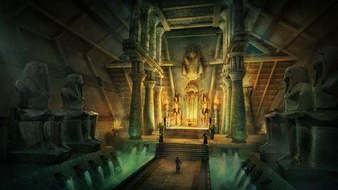 ArtStation - Ancient Egyptian Throne Room Egyptian Temple Interior, Egyptian Throne Room Concept Art, Ancient Egyptian Palace Interior, Anubis Reference, Egyptian Throne Room, Egyptian Throne, Fantasy Egypt, Ancient Interior, Egyptian Treasure