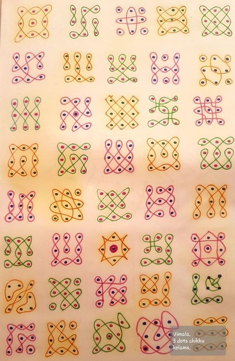 Kolangal With Dots, 3 Dots Kolam, 4 Dots Kolam, Small Kolam Designs, 3 Dots Rangoli, Simple Kolam Designs, Chikku Kolam, Simple Rangoli With Dots, Kolam Dots