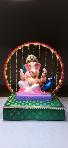 Diy Ganpati, Engagement Platter, Ganapati Decorations, Flower Wall Decor Diy, Flower Decoration For Ganpati, Gauri Decoration, Laddoo Gopal, Chaturthi Decoration, Ganesh Decoration