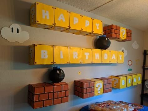 Diy Mario Backdrop, Princess Peach Birthday Party Decorations, Diy Mario Decorations, Mario Birthday Party Decorations, Super Mario Themed Birthday Party, Mario Party Decorations, Mario Brothers Birthday Party, Princess Peach Party, Mario Kart Party