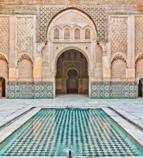 Morocco Islamic Arch, Best Honeymoon Destinations, Moroccan Culture, Marrakech Morocco, Travel Channel, Conde Nast Traveler, Piet Mondrian, White Tiles, Honeymoon Destinations