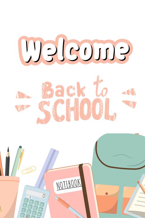 Download this image for your welcome back to school presentation. School Presentation, Welcome To Class, Your Welcome, Welcome Back To School, School Notebooks, School Signs, School Aesthetic, Grade School, Teacher Life