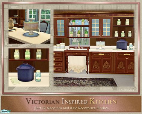 cashcraft's Victorian Inspired Kitchen Part IV Sims 4 1800s Cc Furniture, Sims Disney, Sims 4 Decades Challenge, Pantry Decor, Kitchen Appliance Storage, Disney Challenge, New Victorian, Victorian Kitchen, Appliances Storage