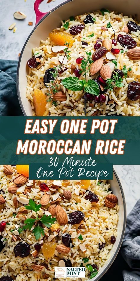 International Rice Dishes, Meditterean Rice, Moroccan Rice Recipe, Medeteranian Rice, Moroccan Sides, Basmati Rice Recipes Mediterranean, Moroccan Rice Pilaf, Arabic Rice Recipes, Moroccan Side Dishes Veggies