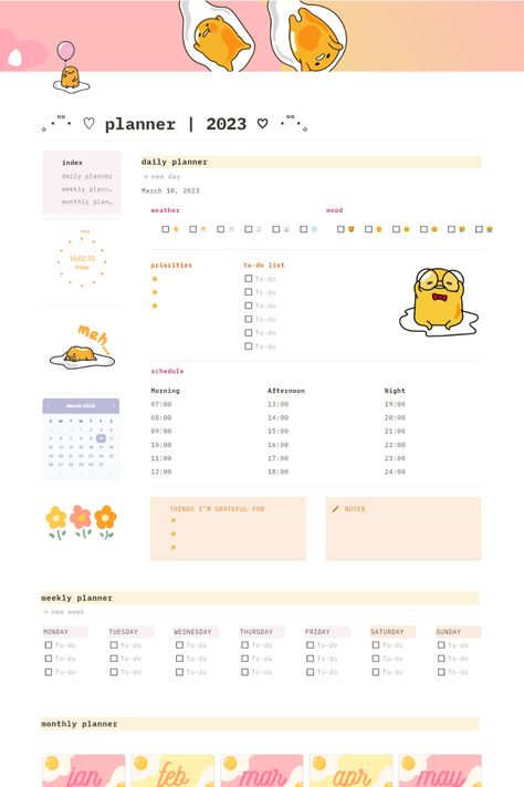 Notion Planner Template Aesthetic, Colorful Computer Wallpaper, Notion Daily Planner Template, Check Only What You Did This Year, Aesthetic Gudetama, Assignment Planner Template, Notion App Template, Aesthetic Monthly Planner Template, Notion Daily Planner