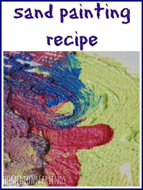 A fun painting experience that is easy to make!  Recipe included at Homegrown Friends. Homegrown Preschooler, Prek Art, Sensory Art, Summer Preschool, Sand Crafts, Painting Activities, Preschool Arts And Crafts, Sand Painting, Sand Art