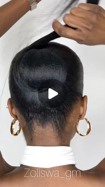 Easy Updos For Medium Hair Black Women, Natural Hair Updo With Bangs, Simple Updo Black Women, Diy High Bun Updo, Natural Hairstyles Bun For Black Women, Bun Ideas Black Women, Low Bun Natural Hairstyles, Black Hair Bun Styles African Americans, Quick And Easy Black Hairstyles