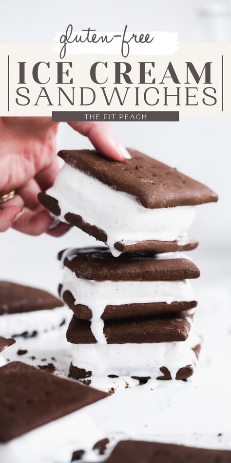 Stack of ice cream sandwiches with hand picking one up. Dairy Free Ice Cream Sandwich, Homemade Icecream Sandwiches, Homemade Chocolate Chip Cookie Ice Cream Sandwiches, Healthy Ice Cream Sandwich, Diy Ice Cream Cookie Sandwich, Gluten Free Ice Cream Sandwich, Cookie Dough Vegan Ice Cream Sandwiches (easy + No-bake!), Frozen Ice Cream, Modern Homemaker