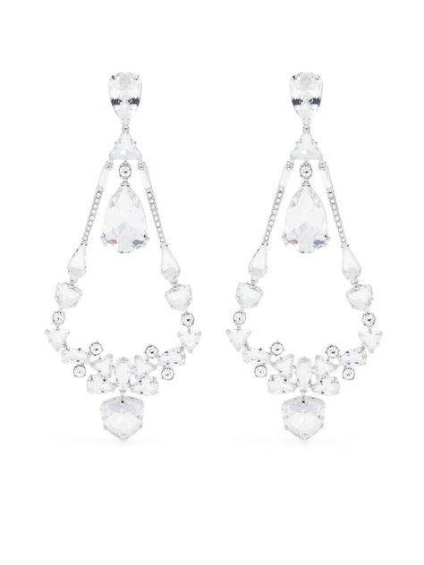 silver-tone chandelier design crystal embellishment clip fastening These earrings come as a pair. Swarovski Jewelry Earrings, Expensive Jewelry Luxury, Fine Diamond Jewelry, Chandelier Design, Expensive Jewelry, Demi Fine Jewelry, Swarovski Crystal Earrings, Swarovski Earrings, Swarovski Jewelry