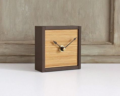 Small Desk Clock, Modern Minimalist Bamboo and Wood Table Clock Square Desk, Boho Desk, Small Desk Clock, Wood Clock Design, Small Clock, Desk Clocks, Black Wall Clock, Diy Clock Wall, Wood Clock