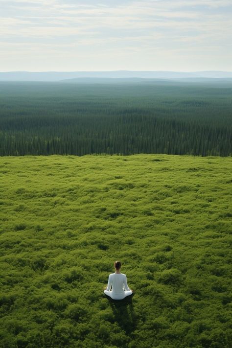 Meditating In Nature Aesthetic, Meditate In Nature, Yoga Art Photography, Nature Meditation Aesthetic, Yoga In Nature Photography, Exercise In Nature, Yoga Event Poster, Yoga Aesthetic Nature, Person In Nature