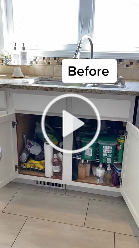 Farah Merhi(@farahjmerhi) on TikTok: Organizing under my kitchen sink! #organization #organizationhacks #home #homedecor #diy #fun Organizing Under Kitchen Sink, Farah Merhi, Dark Cabinets Backsplash, Dark Cabinets White Countertops, Under Kitchen Sink, Sink Organization, Under Kitchen Sink Organization, Kitchen Ideas Dark Cabinets Espresso, Dark Cabinets Light Floor