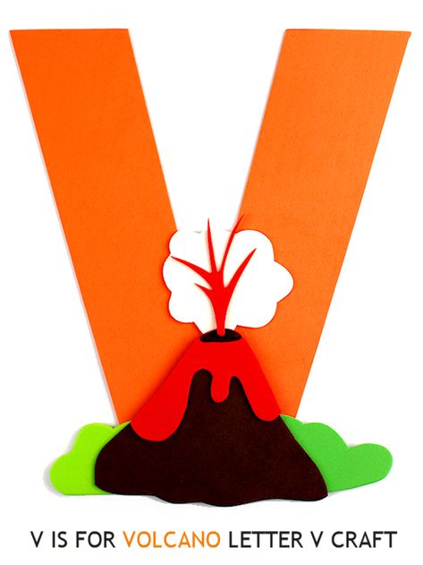 V is for Volcano Letter V Craft Preschool Toddler Craft, ABC Craft Letters Free Printables V For Volcano Craft, V For Volcano, V Is For Volcano, Letter V Art, V Is For Craft, V Is For, Letter V Crafts, Free Printable Letter Templates, Letter F Craft