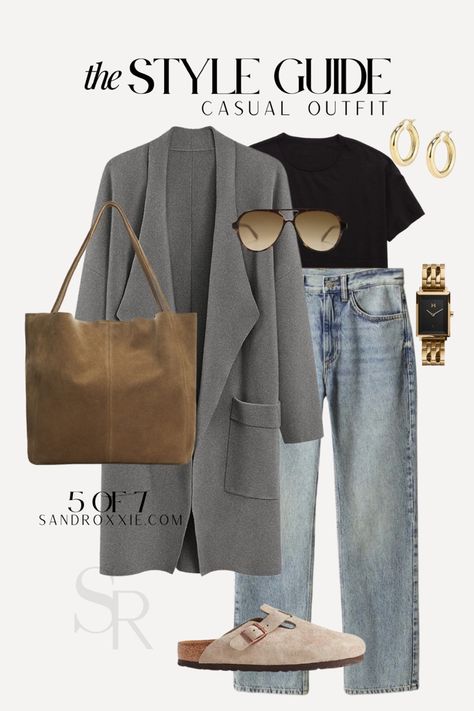 Cardigan styled outfit for the minimalist that also loves street chic style Saturday Looks Casual Weekend Outfit, Zip Sweater Outfit, Sporty Casual Outfits, Turtleneck Sweater Outfit, Casual Weekend Style, October Outfits, Saturday Outfit, Birkenstock Outfit, Casual Weekend Outfit