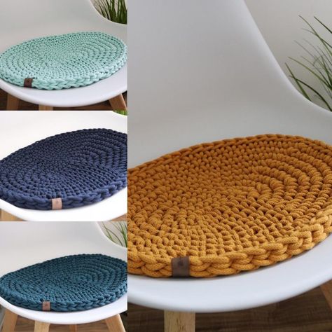 Seat cushion for Eames Chair chair cushions chair pads seat | Etsy Chair Pads Diy, Crochet Chair Cushion, Crochet Seat Cushion, Chair Cushions Dining, Diy Chair Cushions, Small Cottage Garden Ideas, Kitchen Chair Pads, Round Chair Cushions, Macrame Chairs