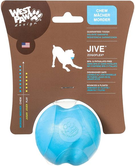 Jive is the most durable dog ball from West Paw yet.  Jive is the only dog ball toy you need - bright, bouncy, and BPA-free.  Jive comes in three sizes to fit any size dog.  The large size dog ball is 3.25 inches wide, which is just a little smaller than the average softball.  The small ball is 2.6 inches wide, which is similar to the size of a standard tennis ball.  Jive also comes in a new mini size for small dog breeds that is only 2 inches wide, which is almost the size of a golf ball.  O... West Paw, Toys For Dogs, Mental Fitness, Pet Things, Durable Dog Toys, Dog Toy Ball, Dog Ball, Husky Mix, Paw Design