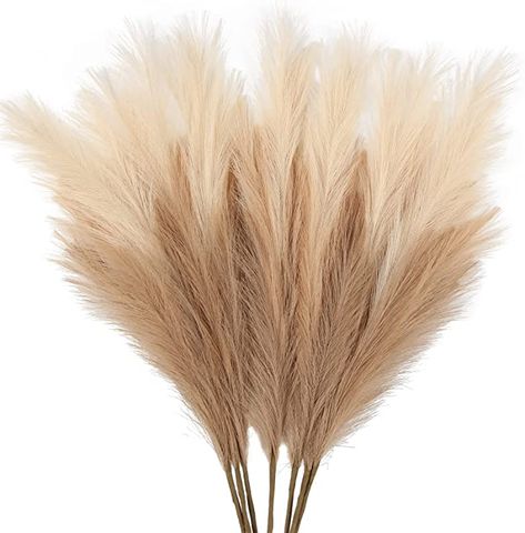 Amazon.com: ZIFTY 7-Pcs 38"/3.1FT Faux Pampas Grass Large Tall Fluffy Artificial Fake Flower Boho Decor Bulrush Reed Grass for Vase Filler Farmhouse Home Wedding Decor (Beige Mixed) : Home & Kitchen Faux Pampas, Vase With Branches, Farmhouse Vase, Flower Bedroom, Grass Decor, Pampas Grass Decor, Pampas Gras, Fake Flower, Boho Bedroom Decor