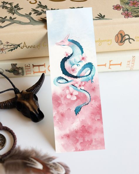 Excited to share the latest addition to my #etsy shop: Dragon bookmark, printable fantasy bookmark, ryu japanese dragon, cherry blossoms watercolor illustration, book lover gift https://etsy.me/3XZ74xO #dragonbookmark #printablebookmark #watercolordragon #fantasyart Japanese Bookmark Printable, Fantasy Bookmarks, Bookmark Printable, Dragon Bookmark, Cherry Blossom Watercolor, Creative Bookmarks, Illustration Book, Watercolor Bookmarks, Watercolor Journal