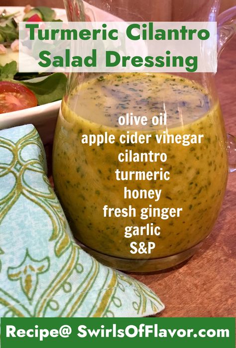 Turmeric Cilantro Vinaigrette is a homemade salad dressing recipe that combines the powerful and amazing turmeric with fresh cilantro and ginger. Our Cilantro Vinaigrette will add a burst of flavor to your salad, chicken, fish, vegetables and pasta.