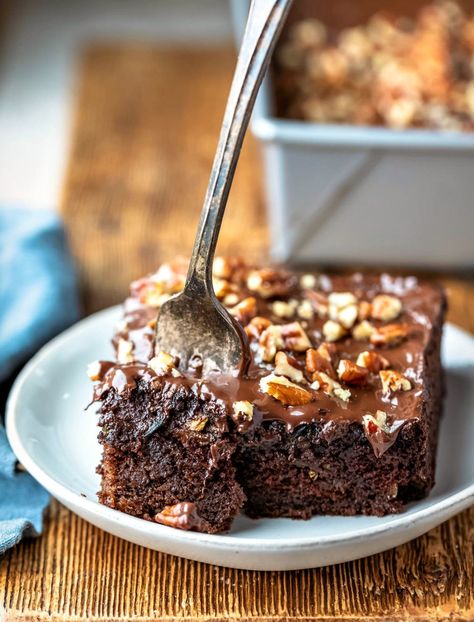 Chocolate Zucchini Cake - I Heart Eating Adorable Desserts, Zucchini Cake Recipe, Chocolate Zucchini Cake Recipe, Chocolate Sheet Cake Recipe, Easy Zucchini Bread Recipes, Moist Zucchini Bread, Super Moist Chocolate Cake, Zucchini Cakes Recipe, Easy Zucchini Bread