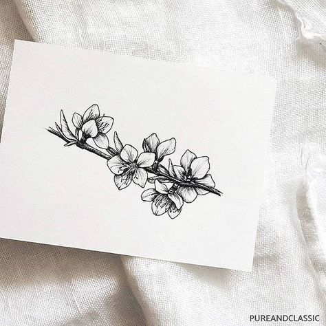 Illustration by @anett.pureandclassic | #blackworknow if you would like to be featured  Submissions/business inquiries blackworknow@gmail.com  Follow our pages @dotworknow @tempuradesign and @illustrationow Peach Blossom Tattoo, Tattoo Black And White, Monochrome Aesthetic, Sketches Of Love, Floral Logo Design, Chinese Tattoo, Black And White Illustrations, Blossom Tattoo, Tattoo Black