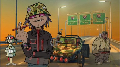 GORILLAZ - 19-2000 Jamie Hewlett Art, Demon Days, Monkeys Band, Pop Illustration, Jamie Hewlett, Gorillaz Art, Classic Video, Tank Girl, Gorillaz