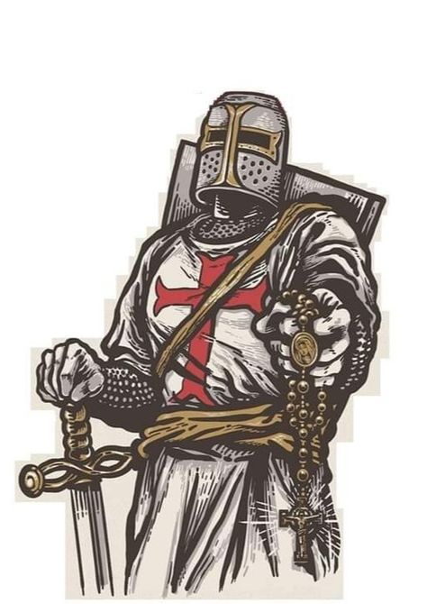 Templar Knight Tattoo, Crusader Wallpaper, Catholic Wallpaper, Knight Tattoo, Crusader Knight, Catholic Decor, Doodle Characters, Christian Artwork, Medieval World