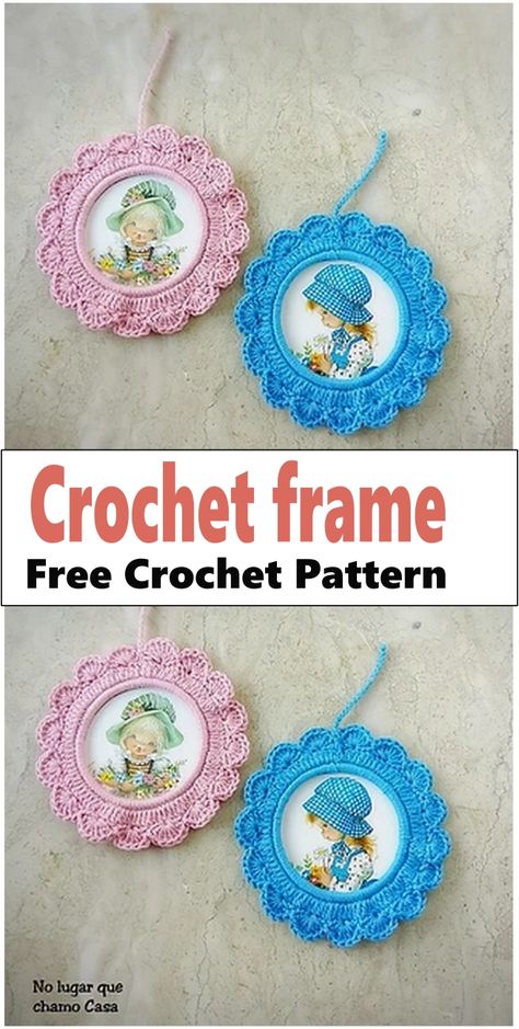 Crochet Picture Frame Patterns Crochet Photo Frame Ornaments, Crochet Photo Frame Free Pattern, Crochet Frame Pattern, Crochet Picture Frames Free Pattern, Crochet Photo Holder, Crochet Photo Frame, Crochet Picture Frame, Crochet Frame, Crocheted Edging