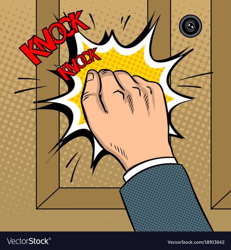 Knock The Door Cartoon, Zombie Silhouette, Retro Vector Illustration, Pop Art Retro, Knock On The Door, Retro Vector, Comic Book Style, Open Door, Comic Collection