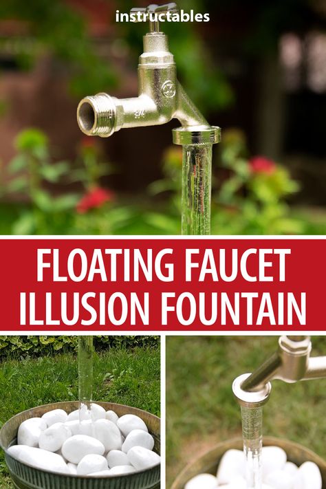 Invisible Water Fountain, Simple Water Fountain Diy, Watering Can Fountain Diy, Making Water Fountains, Water Features Diy Homemade, How To Make A Water Fountain, Water Faucet Outdoor Ideas, Diy Fountains Backyard, Fountain Ideas Diy