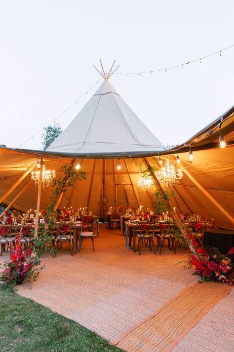 Mountain Tent Wedding, Tipi Wedding Ceremony, Tipi Tent Wedding, Teepee Wedding Ideas, White Wedding Tent, Wedding Tent Lighting, Tipi Wedding Decor, Yurt Wedding, Teepee Wedding