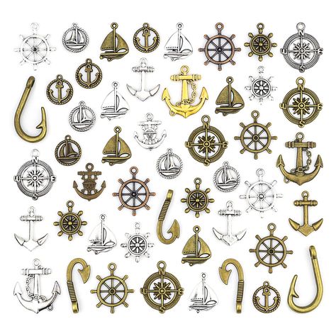 Piercing Designs, Metal Piercing, Wedding Seating Cards, Ship Anchor, Classical Design, Red Copper, Nautical Anchor, Beads Charms, Making Accessories