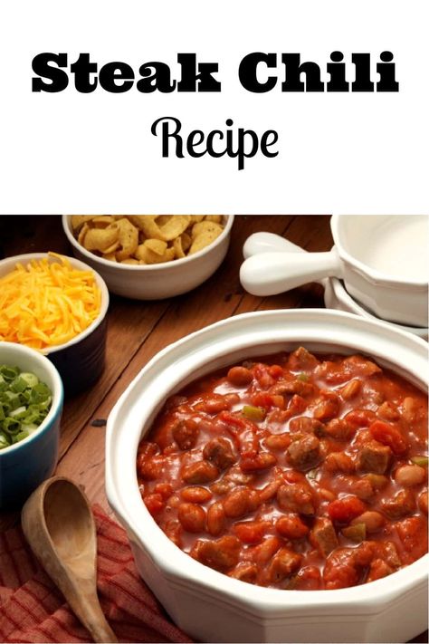 steak chili recipe Chili Recipe Steak, Cowboy Chili Recipe, Steak Chili Recipe, Venison Chili Recipe, Cowboy Chili, Recipe For Steak, Steak Chili, Cowboy Steak, White Bean Recipes