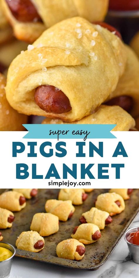 This Pigs in a Blanket recipe will quickly become your go to for parties. Make with just four simple ingredients in just 25 minutes, this is the perfect appetizer. Pigs In A Blanket With Biscuits, Pigs In A Blanket Recipe Pillsbury, Pigs In A Blanket Recipe, Crowd Pleasing Appetizers, Meat Appetizers, Finger Foods Easy, Pigs In A Blanket, Easy Appetizer Recipes, Perfect Appetizers