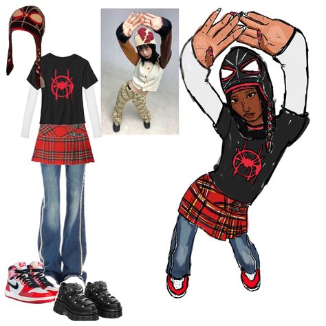 i cant wait to wear this irl 😫🙏🏾 Miles Morales Outfit Aesthetic, Miles Morales Inspired Outfit, Miles Morales, Spider Verse, Black Women Art, Outfits Aesthetic, Female Art, Stylish Outfits, Spiderman