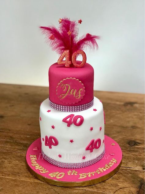 Cute 2 tier 40th birthday cake 40th Birthday Cake Ideas For Women, 40th Birthday Cake Ideas, 40 Birthday Cake, 40th Birthday Cake For Women, Helen Fisher, Hot Pink Cakes, 40th Bday Ideas, 40th Birthday Cake, 40th Birthday Cakes