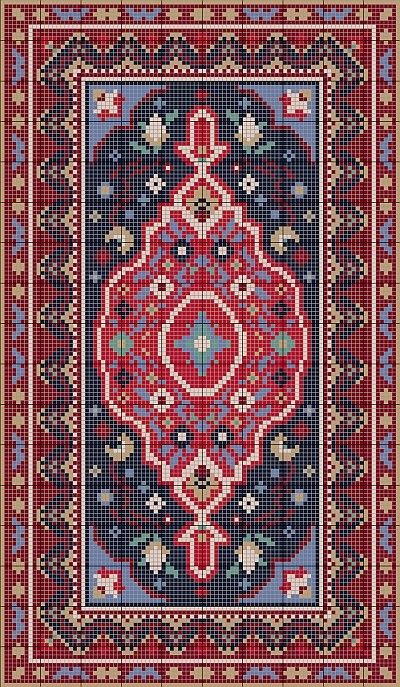 Persian Rug Cross Stitch Pattern, Miniature Needlepoint, Hook Rugs, Needlepoint Rugs, Graph Crochet, Latch Hook Rugs, Pixel Crochet, Tapestry Crochet Patterns, Needlework Embroidery