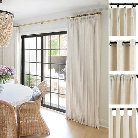 Bedroom Patio Doors, Linen Drapery Panels, Patio Door Curtains, Linen Blackout Curtains, Linen Drapery, Bedroom Patio, Linen Curtain, Patio Door, Outdoor Curtains